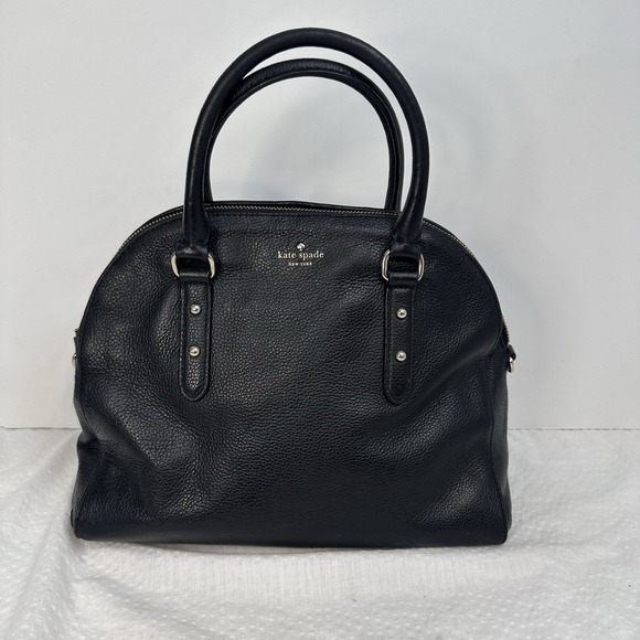 Kate Spade‎ New York Womens Leather Reiley Dome Zipped Satchel Handbag Black - Picture 1 of 16